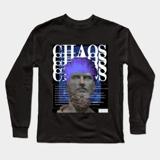 chaos statue blue text Long Sleeve T-Shirt